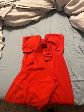 Daytrip Strapless Red Bow-Front Dress